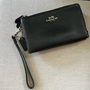 Coach Leather Two pocket wristlet